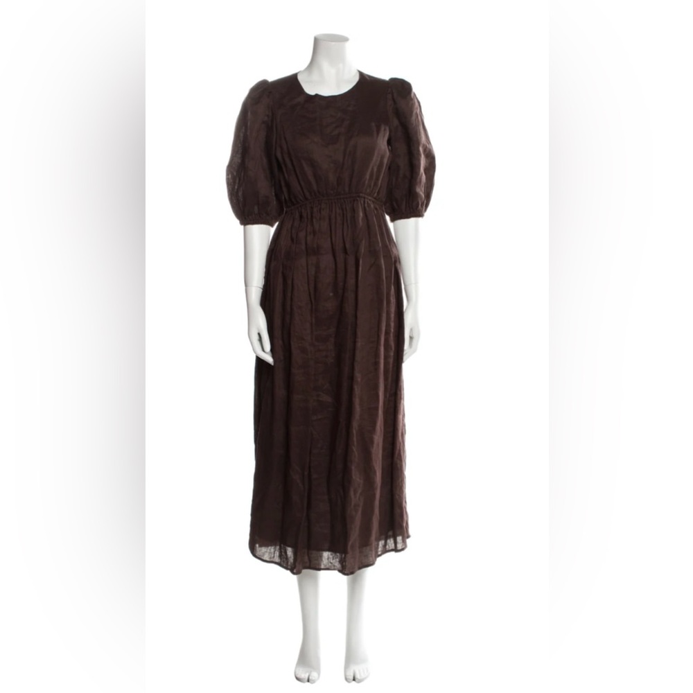 COPY - DISSH  Brown linen midi Dress